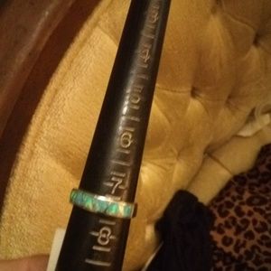 Geniune Blue Opal Sterling Silver Ring Size 7.5